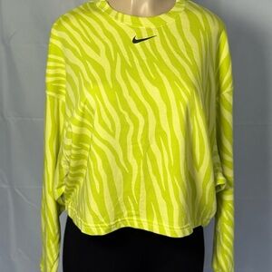 Nike Women's Neon Yellow Zebra Print Sweatshirt
